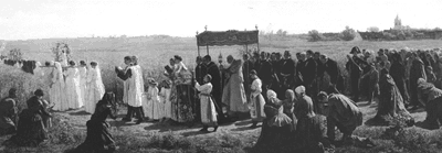 Eucharistic Procession through countryside