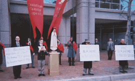 Protesters braved chilly conditions near Washington, D.C. defending the honor of the Blessed Mother