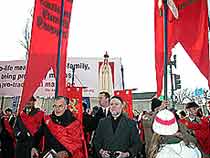 Fr. Kevin Beaton of Newcastle and His Imperial and Royal Highness, Prince Bertrand marched with this years TFP contingent and distributed flyers