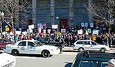 Across the street from the rally, around 250 homosexuals staged a counter-demonstration.