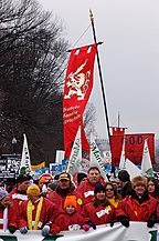 The American TFP had the honor to march together with a delegation from its distinguished Brazilian sister organization, The Association of the Founders of the TFP - Tradition, Family and Property