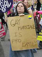Although unwanted pregnancies are not an issue for homosexuals, homosexual activists were also present at the march.