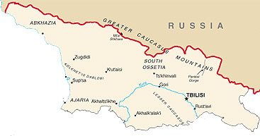 Russia borders Georgia for almost 500 miles.