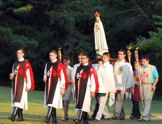 Louisiana Summer Camp - Rosary Procession in TFP Ceremonial Habit