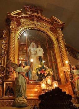 The miraculous statue of Our Lady of Good Success in the high choir of the cloistered Conceptionist Convent, where she appeared to Mother Mariana of Jesus Torres y Berriochoa on February 2, 1594