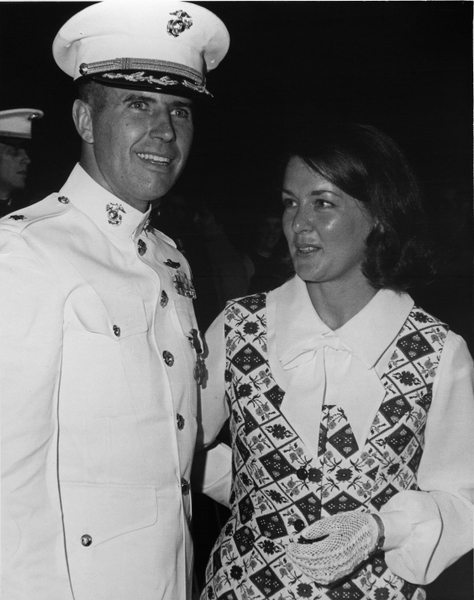 John W. Ripley with his wife Moline, after receiving the Navy Cross at Marine Corps Barracks, Washington, D.C.
