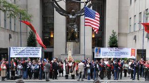 The Public Square Rosary Rally on Fifth Avenue in front of the Rockerfeller Center, was one of 275 rallies in the greater metropolitan New York area.