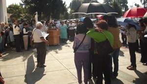 Public square rosary rally in San Jose, California.