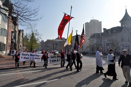 These photos are of the Saint Louis de Montfort Academy at the Traditional Marriage Crusade in Harrisburg, PA, right down from the state capitol building.