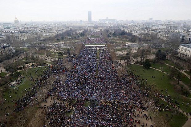 Overview of the Traditional Marriage Rally in Paris, France on January, 13, 2013