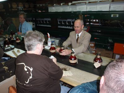 Preparing bottles at the Buffalo Trace distillery