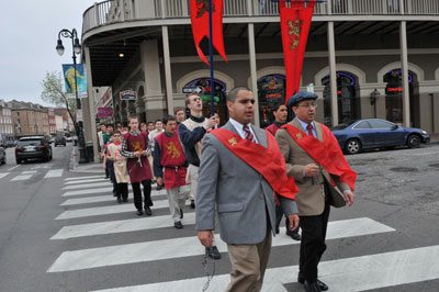 The six-mile walking pilgrimage in the city of New Orleans, from Saint Louis Cathedral to the National Shrine of Our Lady of Prompt Succor.