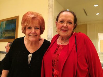 Faye Hooper wife of Medal of Honor Recipient Capt. Joe Hooper (left) with Joan McCollum before the Honors Award Banquet at The Mayflower Hotel in Washington DC