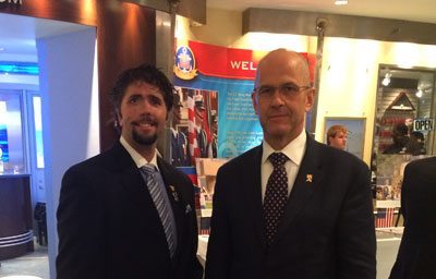 Lt. Jason Redman (left) with author, at the United States Navy Memorial in Washington D.C., before the Wounded Warrior panel part of the annual Veterans Conference.