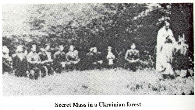 Underground Church in Ukraine during Soviet occupation, Holy Mass in secret in the forest