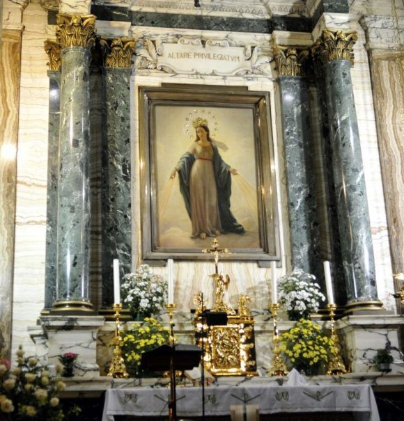 Madonna del Miracolo side altar of the Church of Saint Andrea delle Fratte where Alphonse Ratisbonne converted to Catholicism
