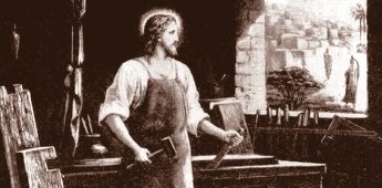 Our Lord, seen here working as a carpenter, shows us that every humble profession can be performed with great dignity.