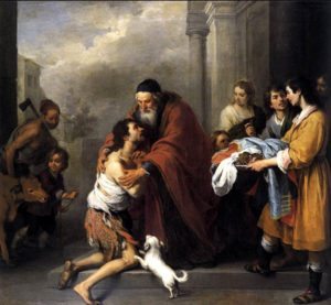MURILLO, Bartolomé Esteban Return of the Prodigal Son 1667-70 Aut.Contrast