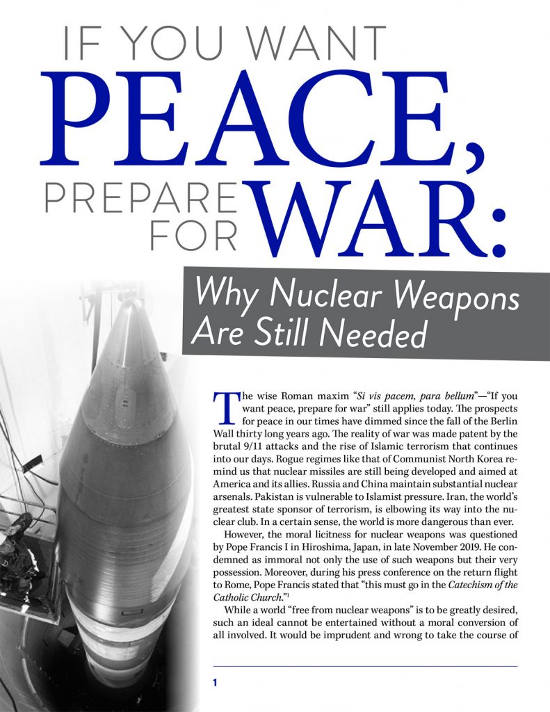 If You Want Peace, Prepare for War—Why Nuclear Weapons Are Still Needed