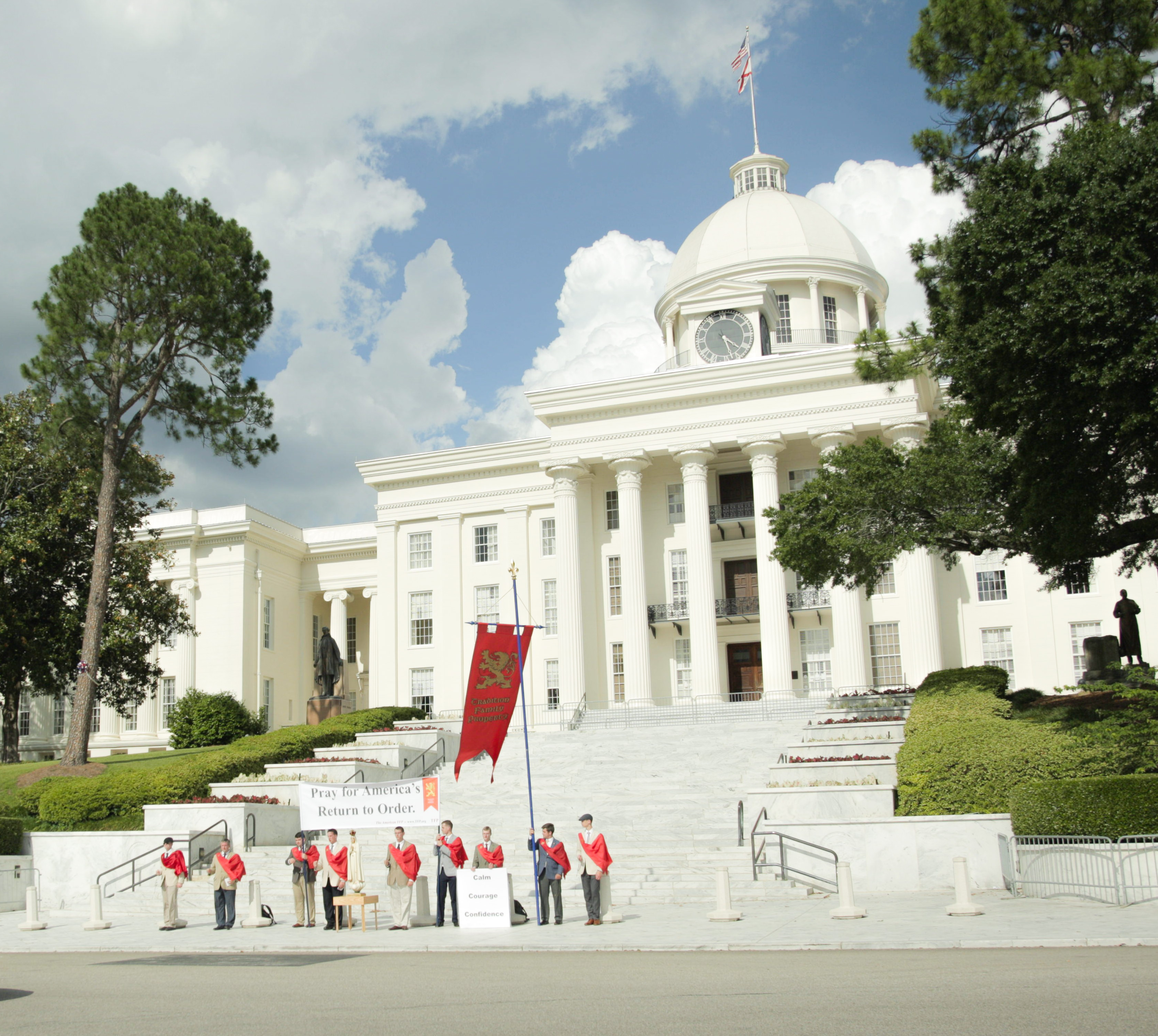 Praying at the Steps of the Capital in Montgomery, Alabama