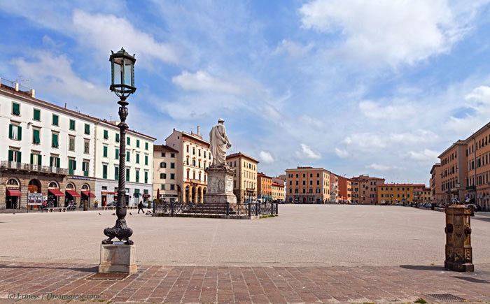 Republic Square in Livorno, a city in the Tuscan region of Italy.