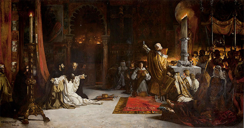 Gli ultimi momenti del re Ferdinando III mentre venera la Santa Eucaristia